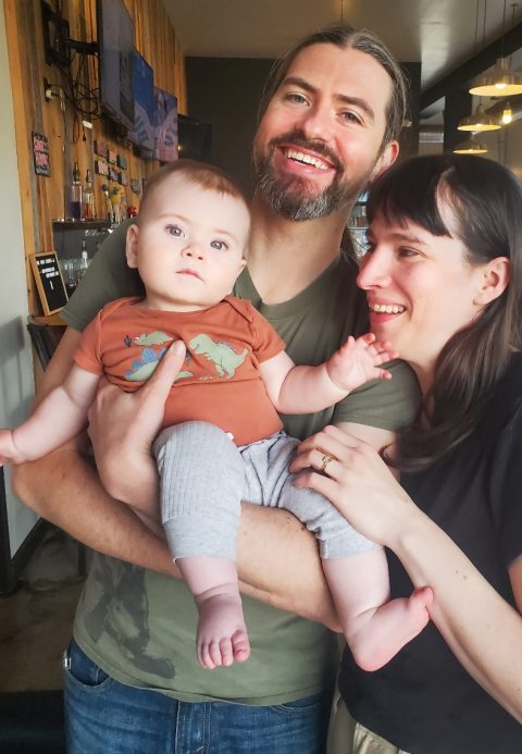 The owners, Tom and Amy, and their little boy.